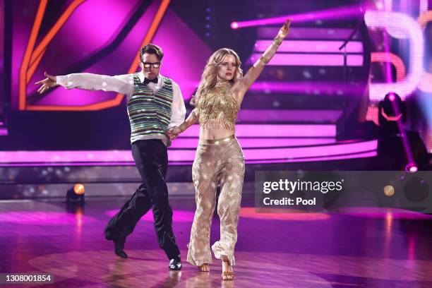 Ilse DeLange and Evgeny Vinokurov perform on stage during the 3rd show of the 14th season of the television competition "Let's Dance" on March 19,...