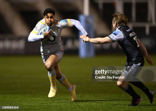 Wasps centre Malakai Fekitoa in action during the Gallagher Premiership Rugby match between Newcastle Falcons and Wasps at Kingston Park on March 19,...