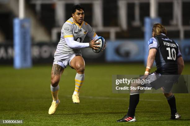 Wasps centre Malakai Fekitoa in action during the Gallagher Premiership Rugby match between Newcastle Falcons and Wasps at Kingston Park on March 19,...