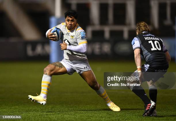 Wasps centre Malakai Fekitoa in action during the Gallagher Premiership Rugby match between Newcastle Falcons and Wasps at Kingston Park on March 19,...