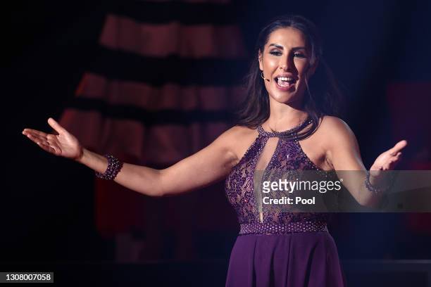 Senna Gammour performs on stage during the 3rd show of the 14th season of the television competition "Let's Dance" on March 19, 2021 in Cologne,...