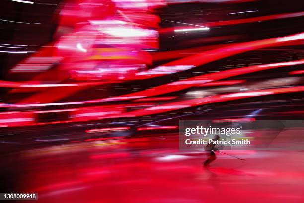 Nic Dowd of the Washington Capitals takes the ice before playing against the New York Rangers at Capital One Arena on March 19, 2021 in Washington,...