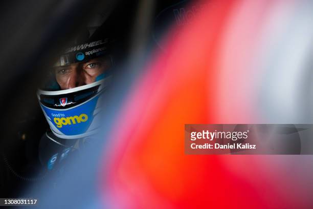 Chaz Mostert drives the Mobil1 Appliances Online Racing Holden Commodore ZB looks on during practice for the Sandown SuperSprint which is part of the...