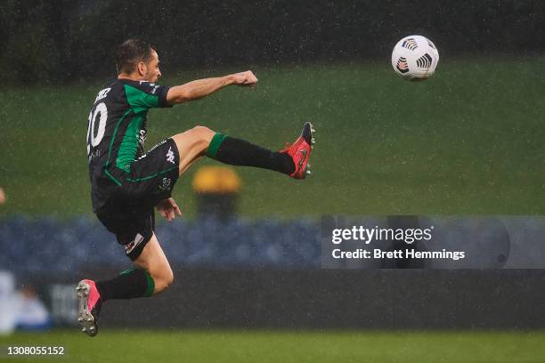 Victor Sanchez Mata of Western United FC controls the ball during the A-League match between Macarthur FC and Western United at Campbelltown Stadium,...