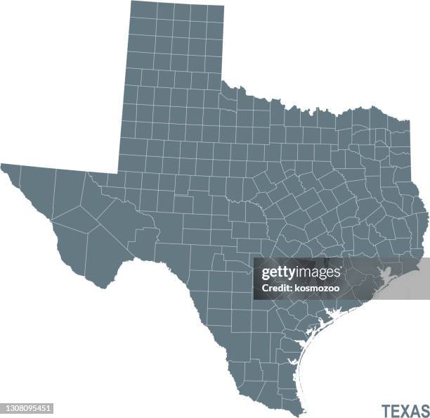ilustrações, clipart, desenhos animados e ícones de mapa básico do texas, incluindo linhas de fronteira - distrito