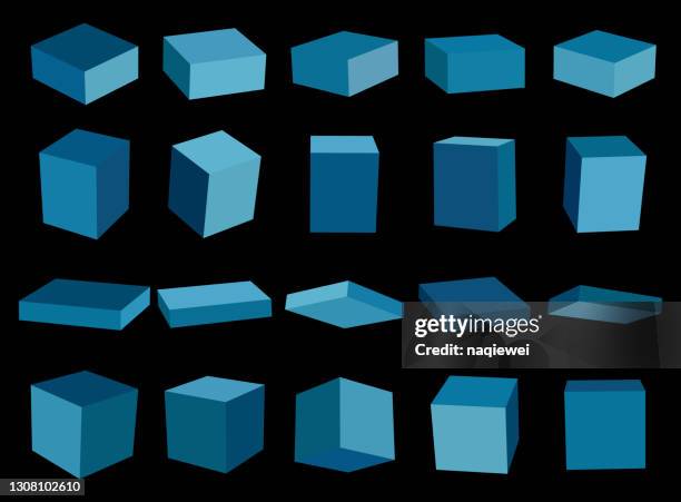 illustrations, cliparts, dessins animés et icônes de modèle bleu de cube 3d pour la conception - rectangle