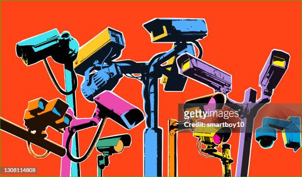 ilustraciones, imágenes clip art, dibujos animados e iconos de stock de cctv o cámaras de seguridad - espia