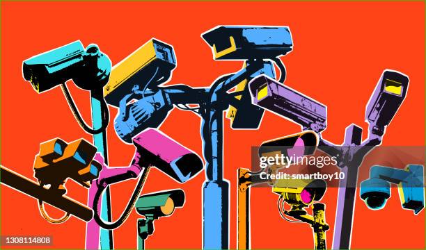 stockillustraties, clipart, cartoons en iconen met cctv of beveiligingscamera's - tribeca film festival dumb the story of big brother magazine