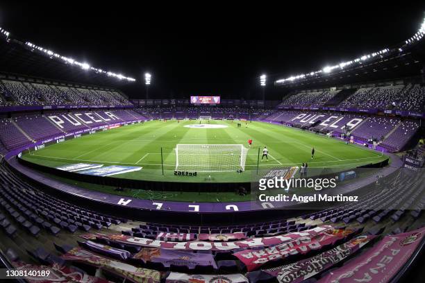 General view inside the stadium prior to the La Liga Santander match between Real Valladolid CF and Sevilla FC at Estadio Municipal Jose Zorrilla on...