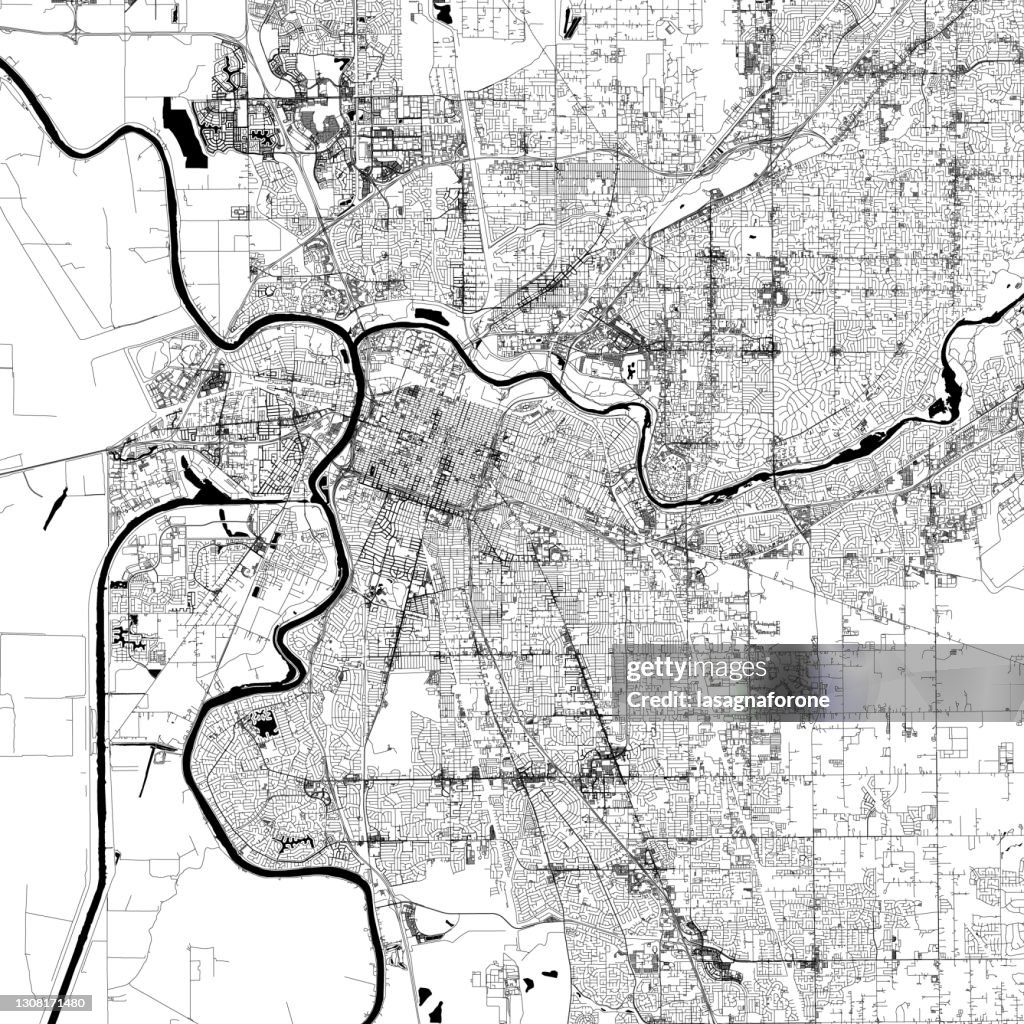 Sacramento, California USA Vector Map