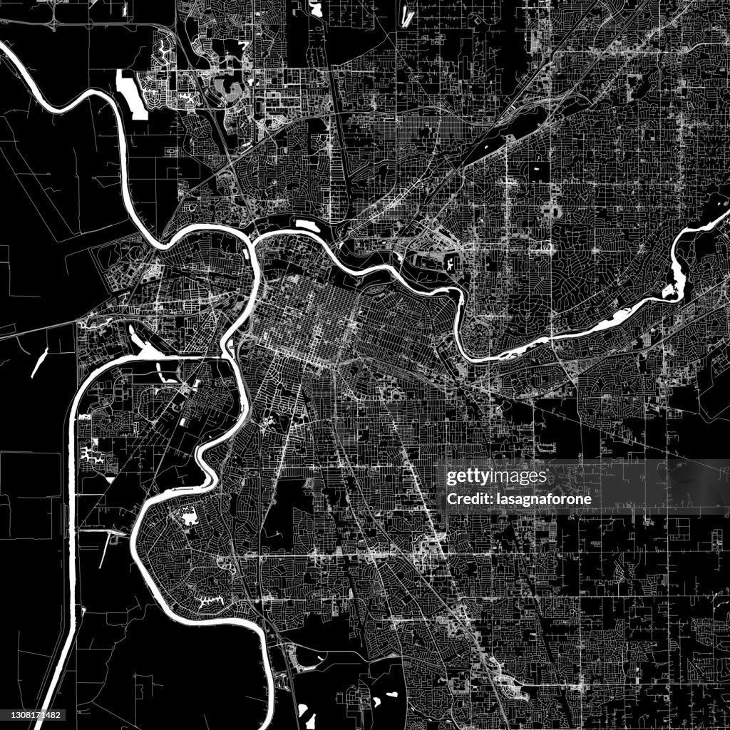 Sacramento, California USA Vector Map
