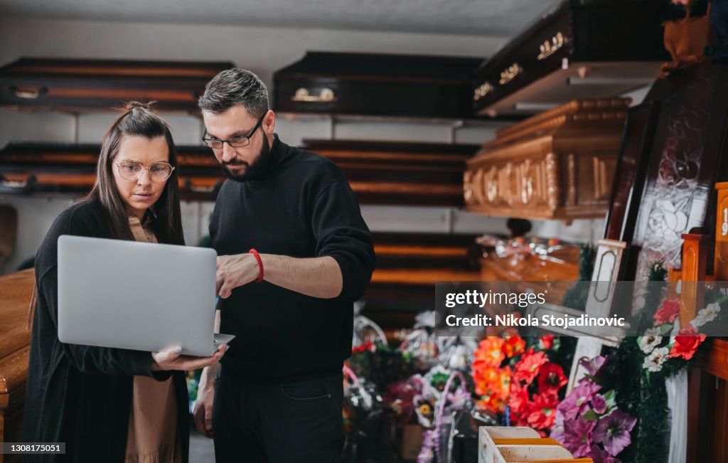 A funeral home workers