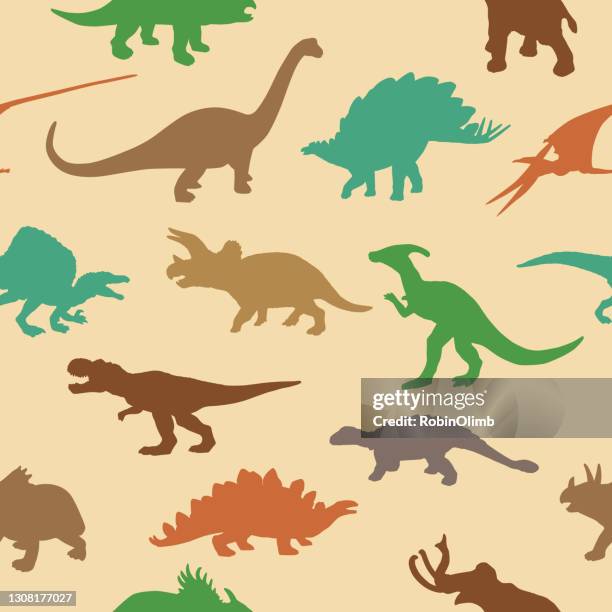 illustrazioni stock, clip art, cartoni animati e icone di tendenza di dinosauri modello senza cuciture - dinosauri