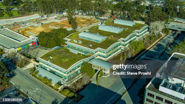 youtube headquarters aerial green roof green building san bruno ca - youtube headquarters stock pictures, royalty-free photos & images