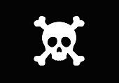 Vector illustration of a skull on a black background, pirate flag concept