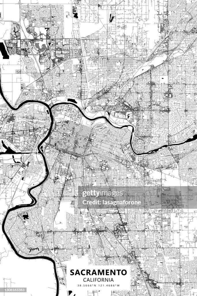 Sacramento, California USA Vector Map
