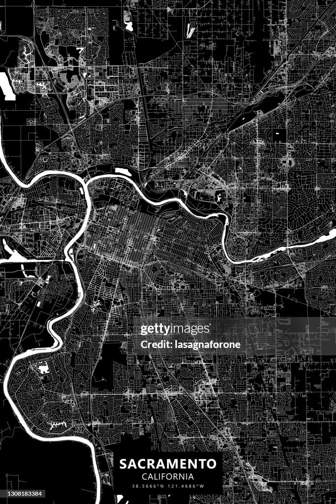 Sacramento, California USA Vector Map