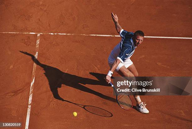 Boris Becker of Germany during his match against Thomas Muster in the final of the ATP Monte Carlo Open on 1st May 1995 at the Monte Carlo Country...
