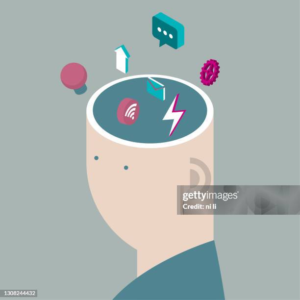 artificial intelligence conceptual design, brainstorming. - brain lightning bolt stock illustrations