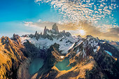 Mount Fitz Roy with Laguna de los Tres and laguna Sucia, Patagonia, Argentina