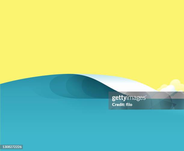 illustrazioni stock, clip art, cartoni animati e icone di tendenza di onda che si schianta sull'acqua dell'oceano - orizzonte sullacqua