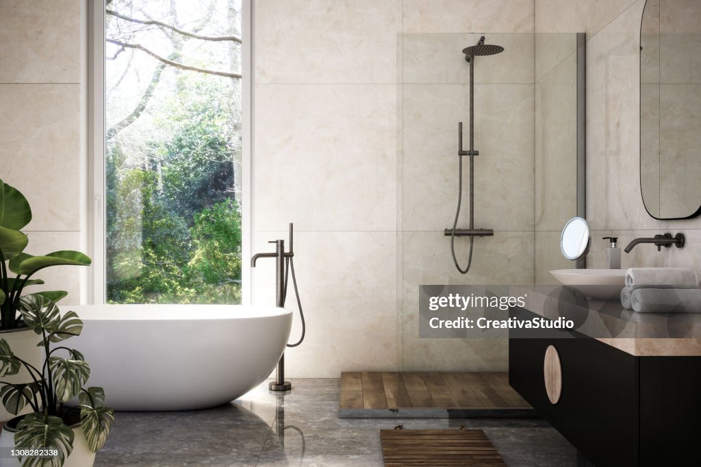 Moderne Badezimmer Innenstock Foto