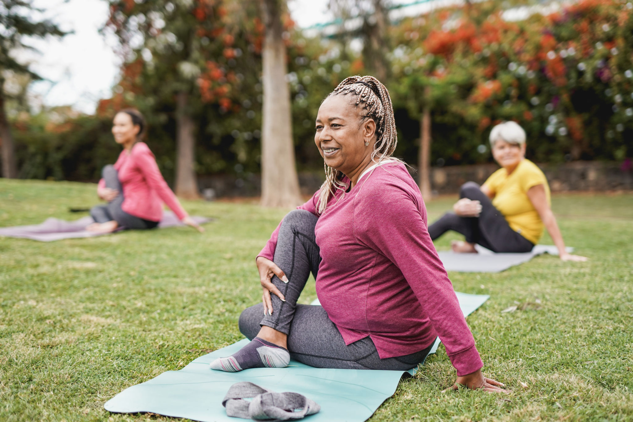 relaxed yoga class