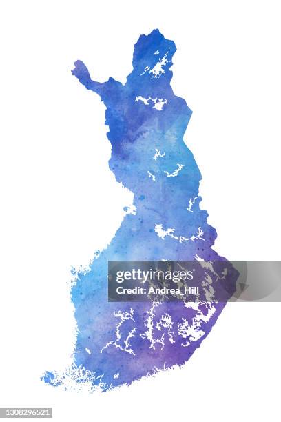 finland watercolor raster map illustration - finland map stock illustrations