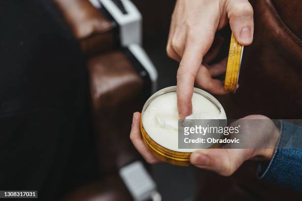 barber shop - wax - close up - hair gel stock pictures, royalty-free photos & images