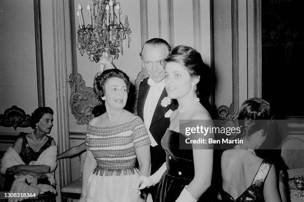 Actor Douglas Fairbanks Jr , his wife Mary Lee and his daughter, Victoria Fairbanks, speak together at the Polonaise Ballat the Sheraton East Hotel,...