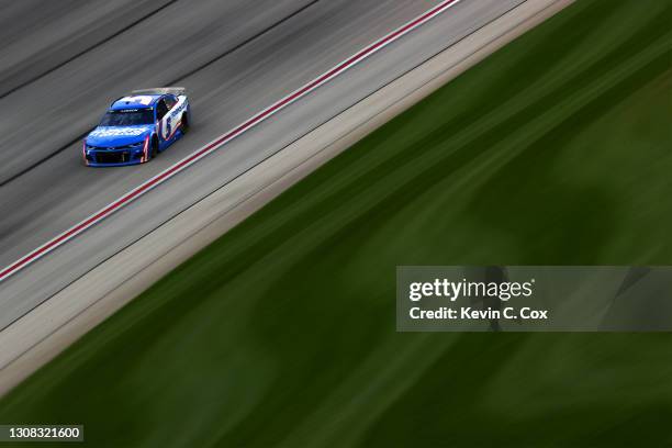 Kyle Larson, driver of the HendrickCars.com Chevrolet, drives during the NASCAR Cup Series Folds of Honor QuikTrip 500 at Atlanta Motor Speedway on...