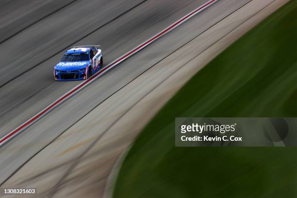 Kyle Larson, driver of the HendrickCars.com Chevrolet, drives during the NASCAR Cup Series Folds of Honor QuikTrip 500 at Atlanta Motor Speedway on...