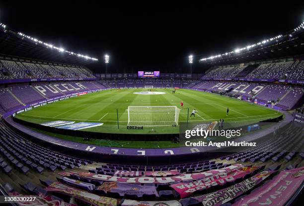 General view inside the stadium prior to the La Liga Santander match between Real Valladolid CF and Sevilla FC at Estadio Municipal Jose Zorrilla on...