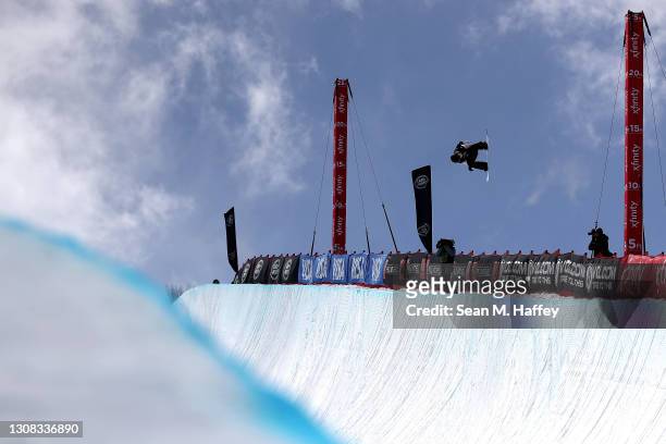 Shaun White of the United States competes in the men's snowboard halfpipe final during Day 4 of the Land Rover U.S. Grand Prix World Cup at...
