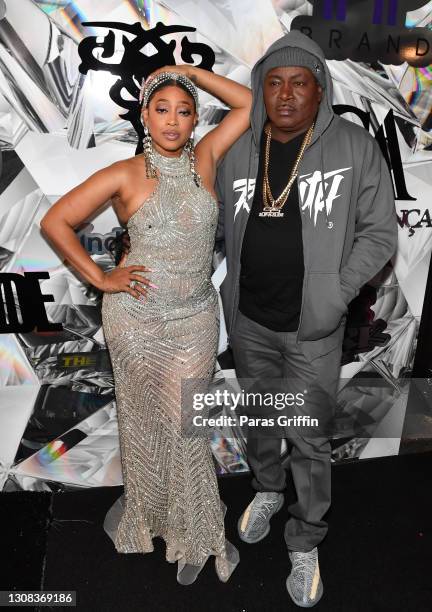 Trina and Trick Daddy attend Trina's 21st Anniversary of the "Baddest Chick" Celebration at TW Events Luxury Venue on March 21, 2021 in Tucker,...