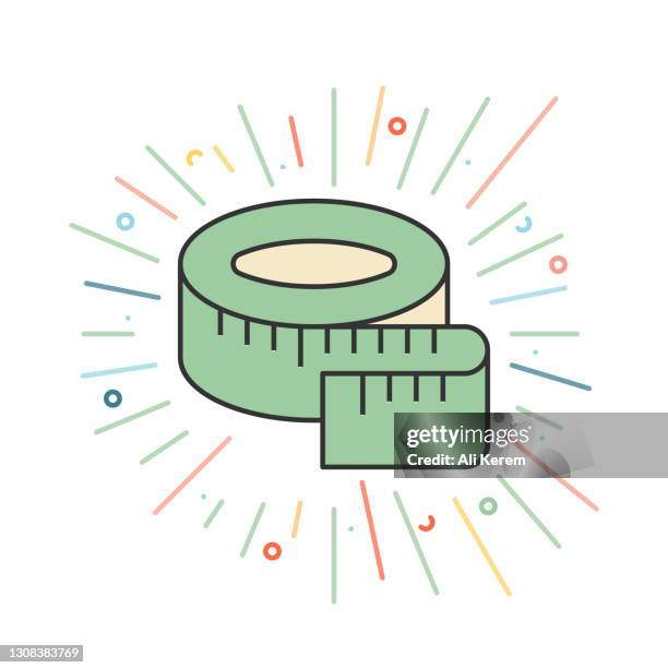 measuring tape line icon - white measuring tape stock illustrations