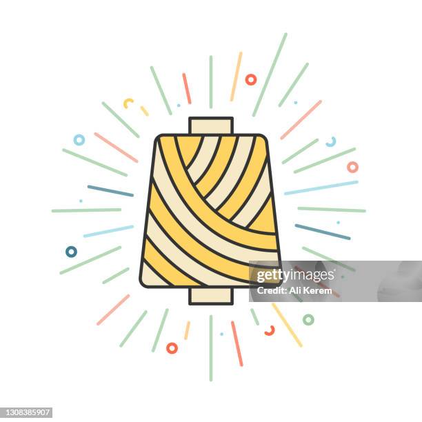 bobbin line icon - white thread spool stock illustrations