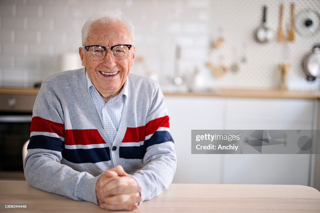 Smiling senior at home