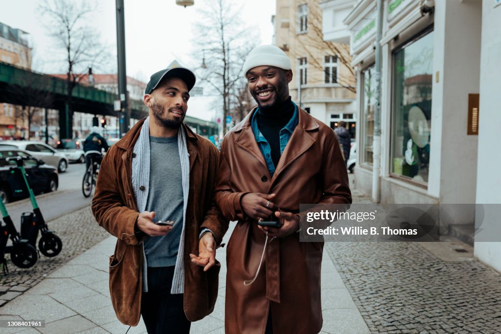 Gay Couple On Their Way To Eat Some Food Together