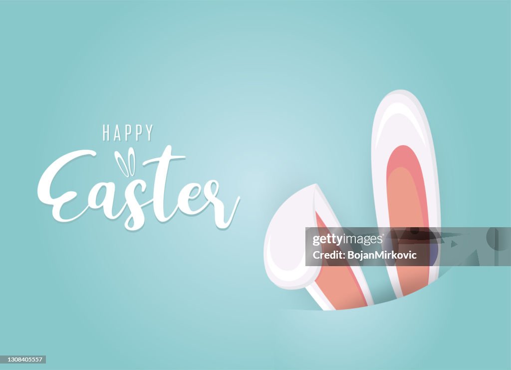 Easter card with rabbit ears. Vector