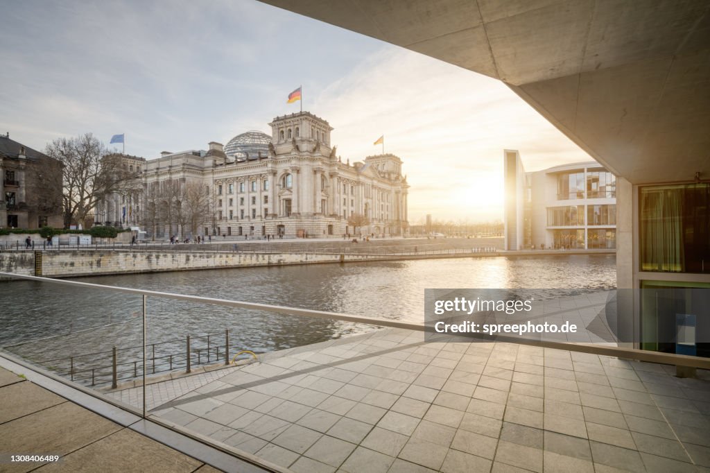 Reichstag Berlin at sunset