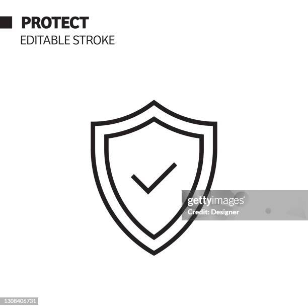 protect, insurance line icon, outline vector symbol illustration. - small business strategy stock illustrations