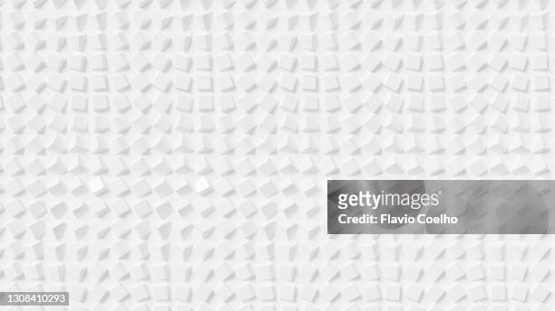 white cubes pattern on white background - 3d pattern black and white stock pictures, royalty-free photos & images