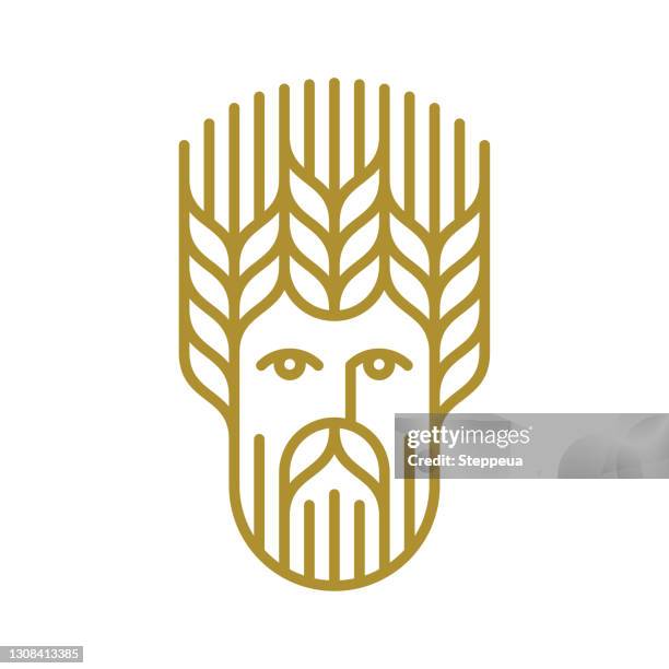 mann mit weizenfrisur - beard stock-grafiken, -clipart, -cartoons und -symbole