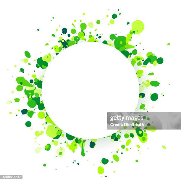 green abstract splash with round empty space on white background - refreshing drink background stock illustrations
