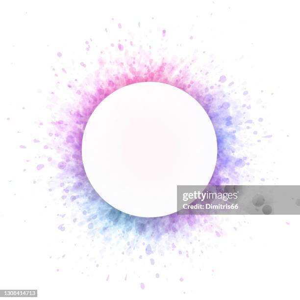 ilustraciones, imágenes clip art, dibujos animados e iconos de stock de vector vacío círculo blanco sobre fondo de color abstracto - holi