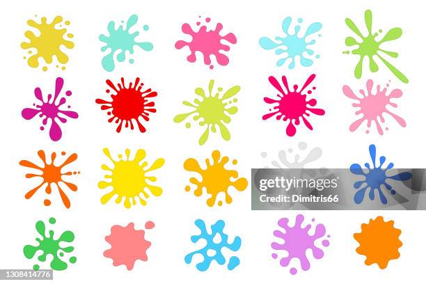 colorful blob set on white background - syrup splash stock illustrations