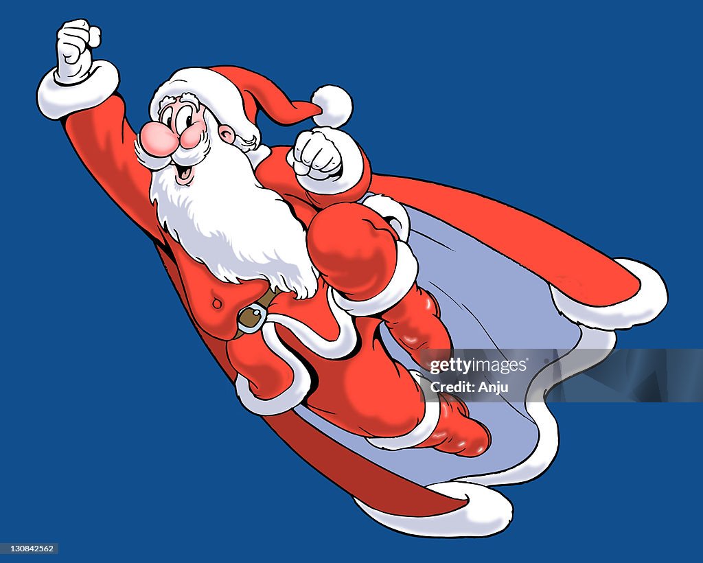 Santa Claus as Superman, illustration