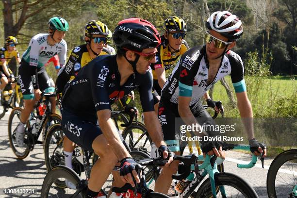 Adam Yates of United Kingdom and Team INEOS Grenadiers & Simon Yates of United Kingdom and Team BikeExchange during the 100th Volta Ciclista a...