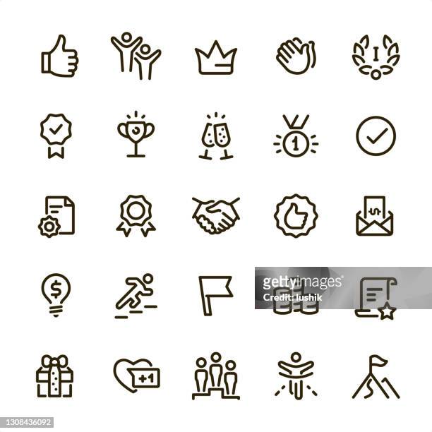 award winning - pixel perfect line icons - attending icon stock illustrations